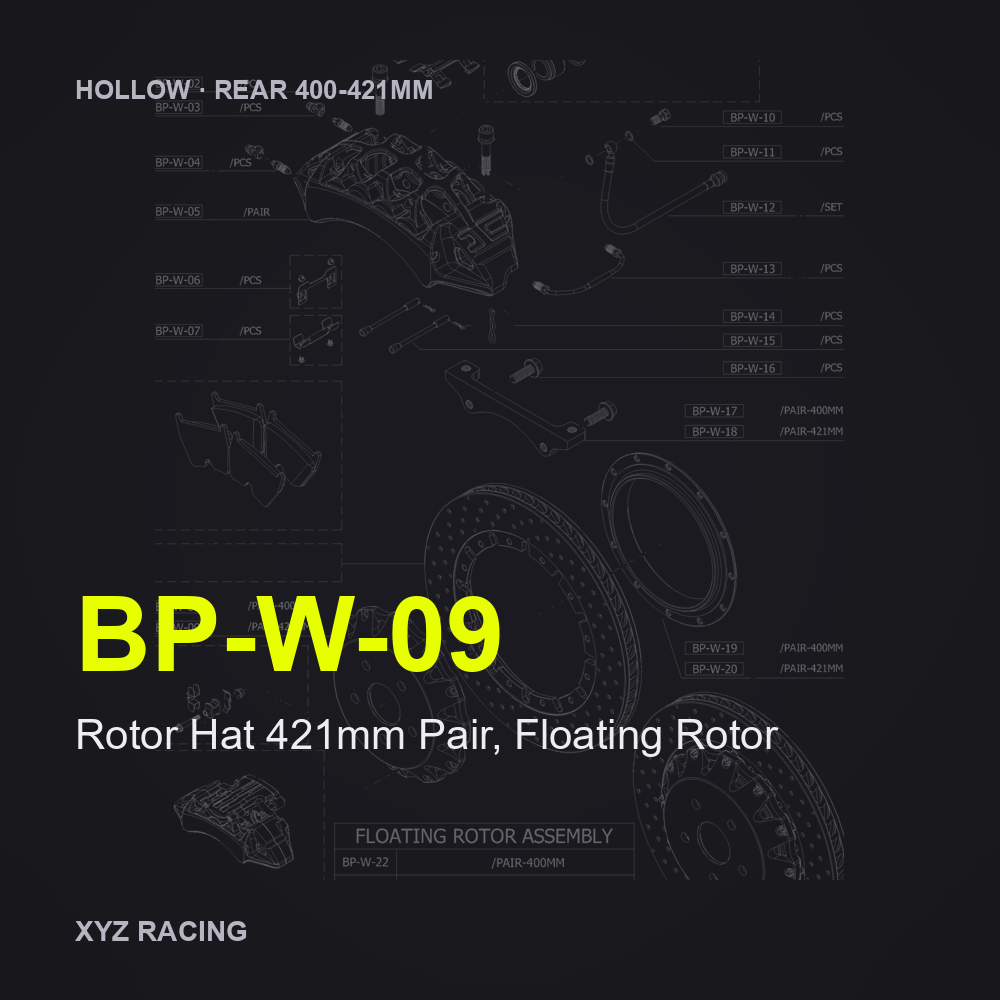 Rotor Hat 421mm Pair, Floating Rotor (BP-W-09) — Hollow Rear 400-421mm