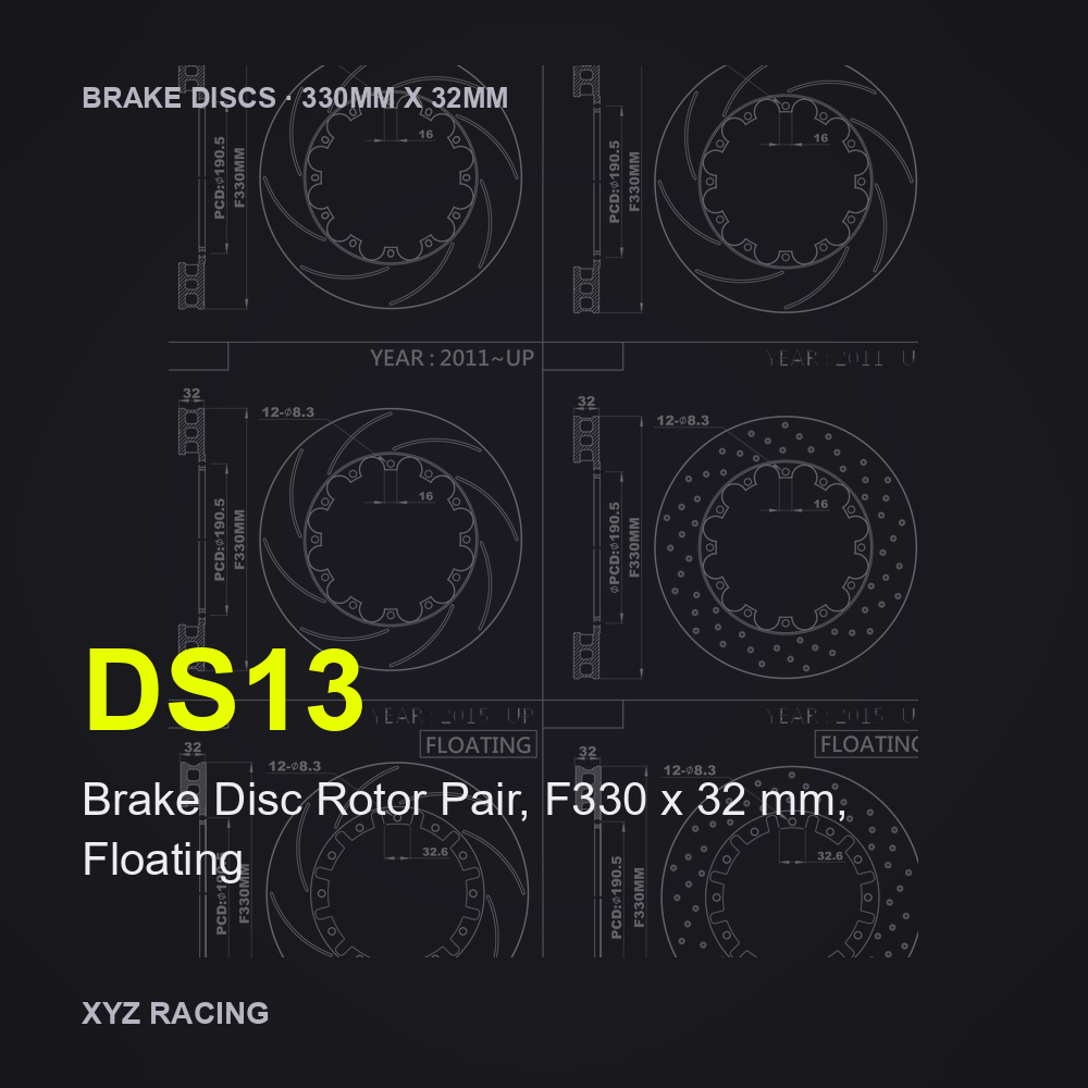 Brake Disc Rotor Pair, F330 x 32 mm, Floating (DS13) — Brake Discs F330