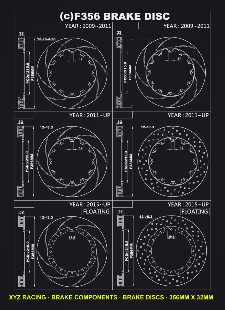 Slotted brake disc rotor pair, F356 x 32 mm