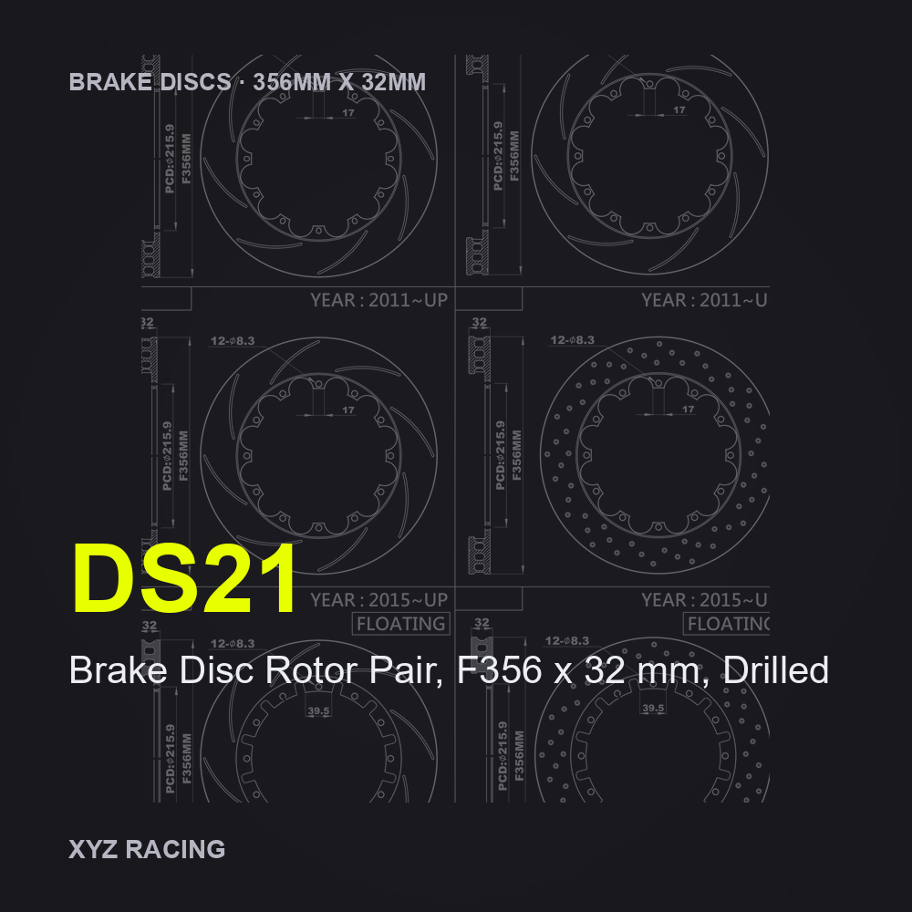 Brake Disc Rotor Pair, F356 x 32 mm, Drilled (DS21) — Brake Discs F356