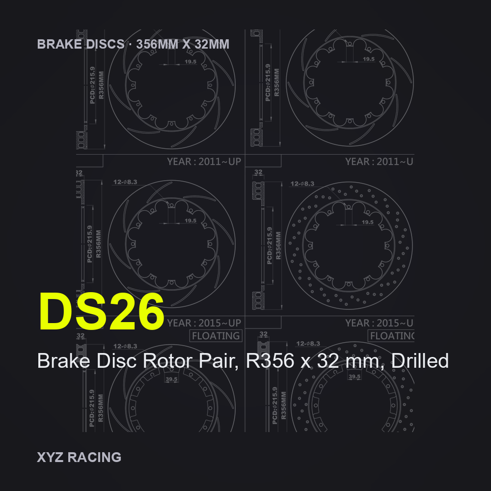 Brake Disc Rotor Pair, R356 x 32 mm, Drilled (DS26) — Brake Discs R356