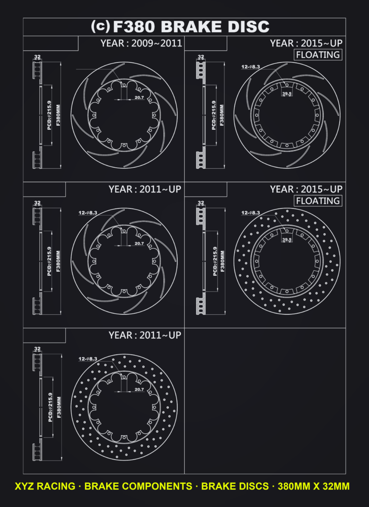 Floating brake disc rotor pair, F380 x 32 mm