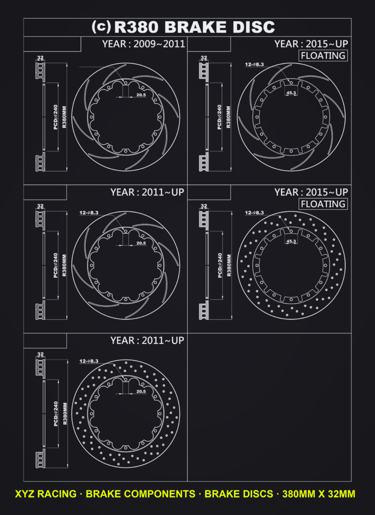Brake Disc Rotor Pair, R380 x 32 mm, Floating (DS33)