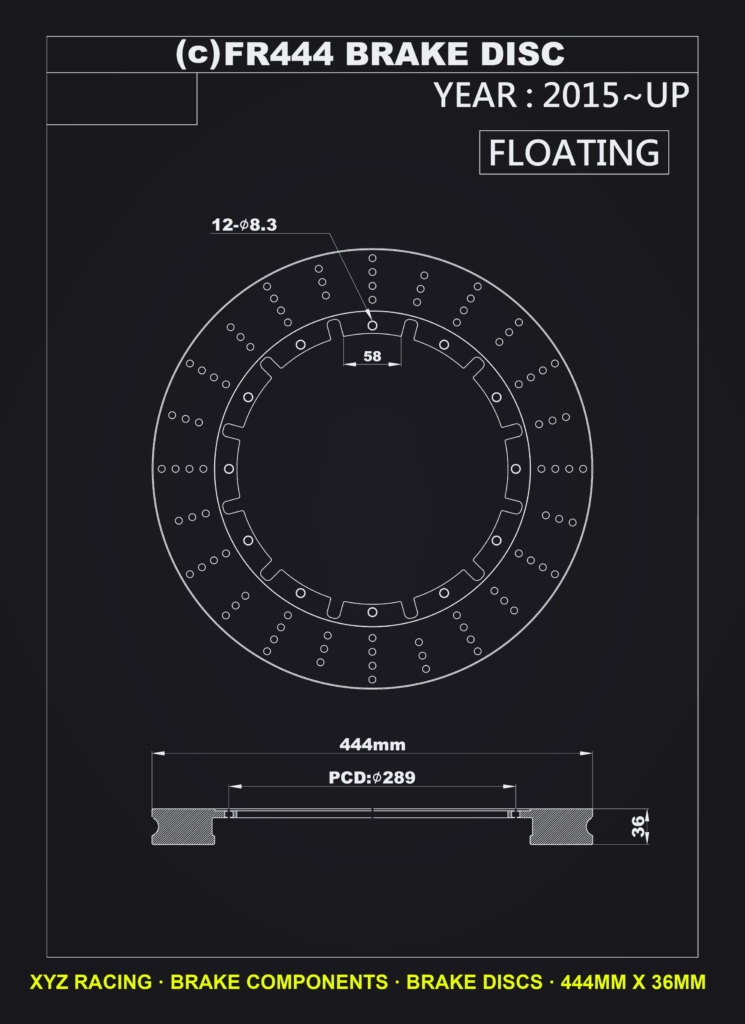 Floating brake disc rotors 444 x 36 mm DS43