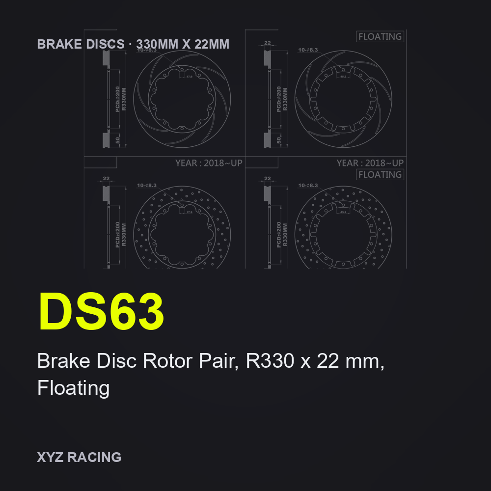 Brake Disc Rotor Pair, R330 x 22 mm, Floating (DS63) — Brake Discs R330