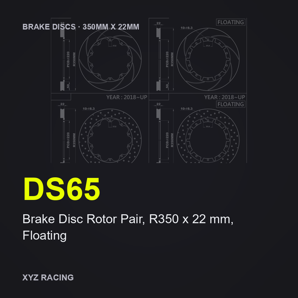 Brake Disc Rotor Pair, R350 x 22 mm, Floating (DS65) — Brake Discs R350