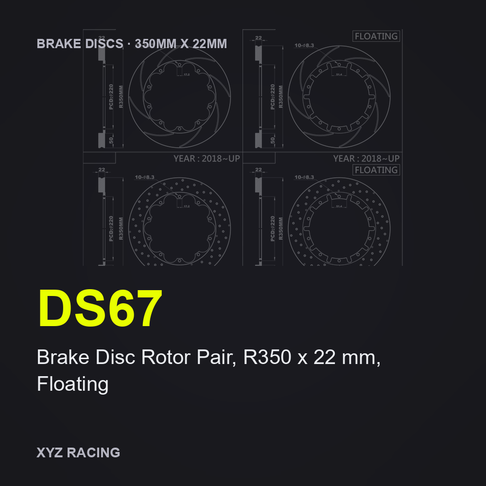Brake Disc Rotor Pair, R350 x 22 mm, Floating (DS67) — Brake Discs R350
