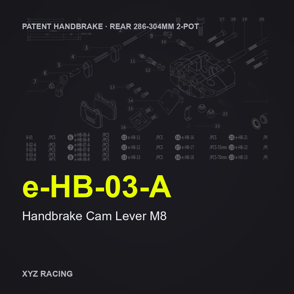 Handbrake Cam Lever M8 (e-HB-03-A) — Rear 286-304 2-Pot Patent Handbrake Caliper