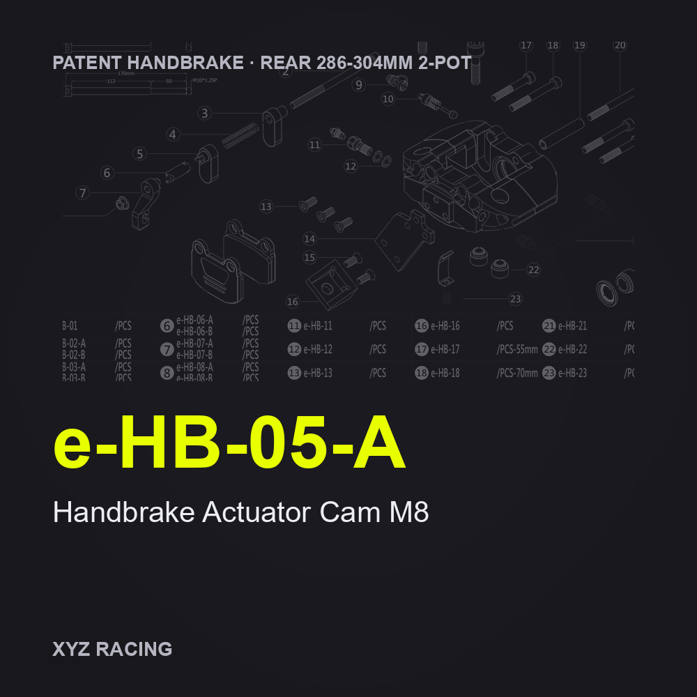 Handbrake Actuator Cam M8 (e-HB-05-A) — Rear 286-304 2-Pot Patent Handbrake Caliper