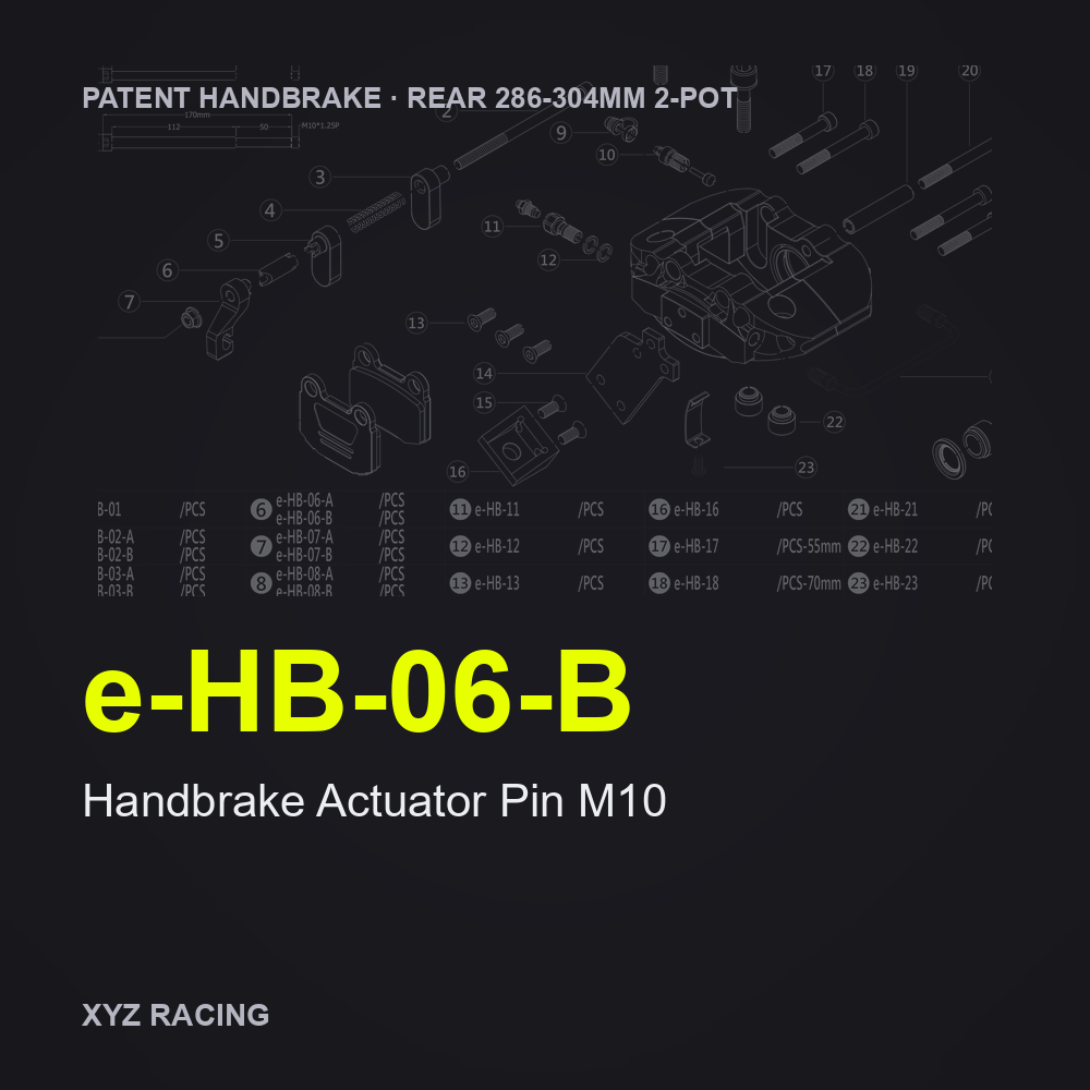Handbrake Actuator Pin M10 (e-HB-06-B) — Rear 286-304 2-Pot Patent Handbrake Caliper