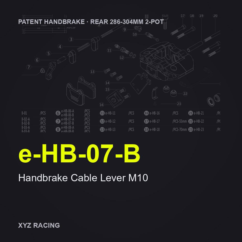Handbrake Cable Lever M10 (e-HB-07-B) — Rear 286-304 2-Pot Patent Handbrake Caliper