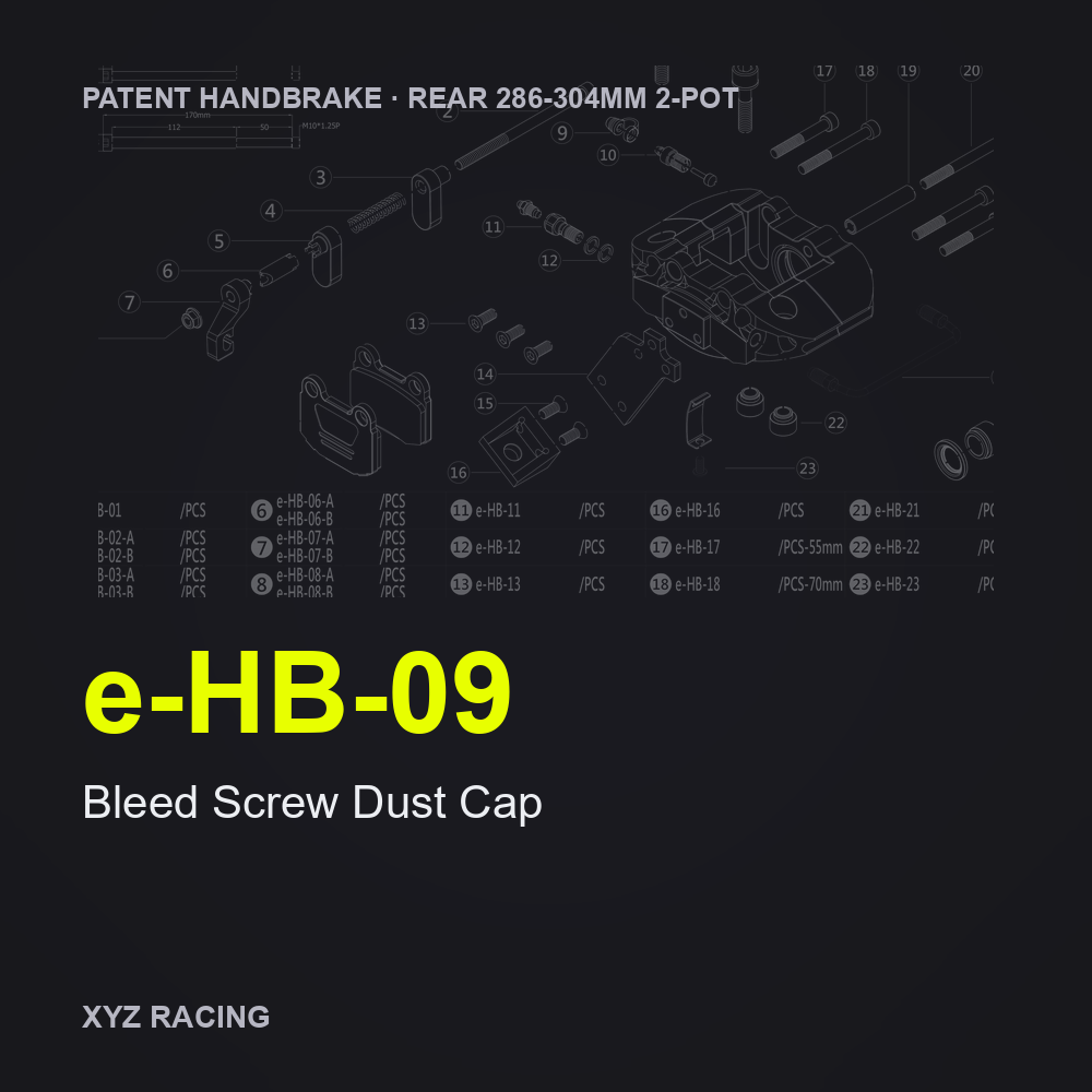 Bleed Screw Dust Cap (e-HB-09) — Rear 286-304 2-Pot Patent Handbrake Caliper