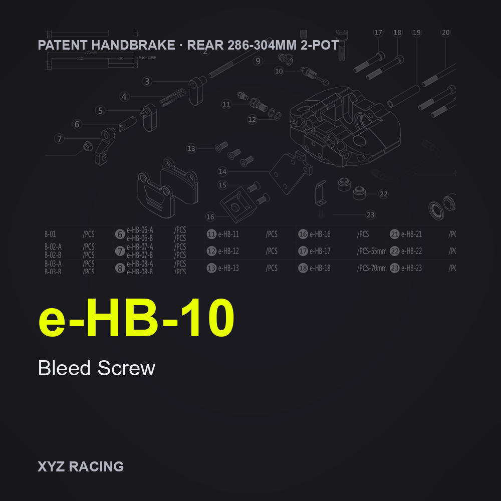 Bleed Screw (e-HB-10) — Rear 286-304 2-Pot Patent Handbrake Caliper