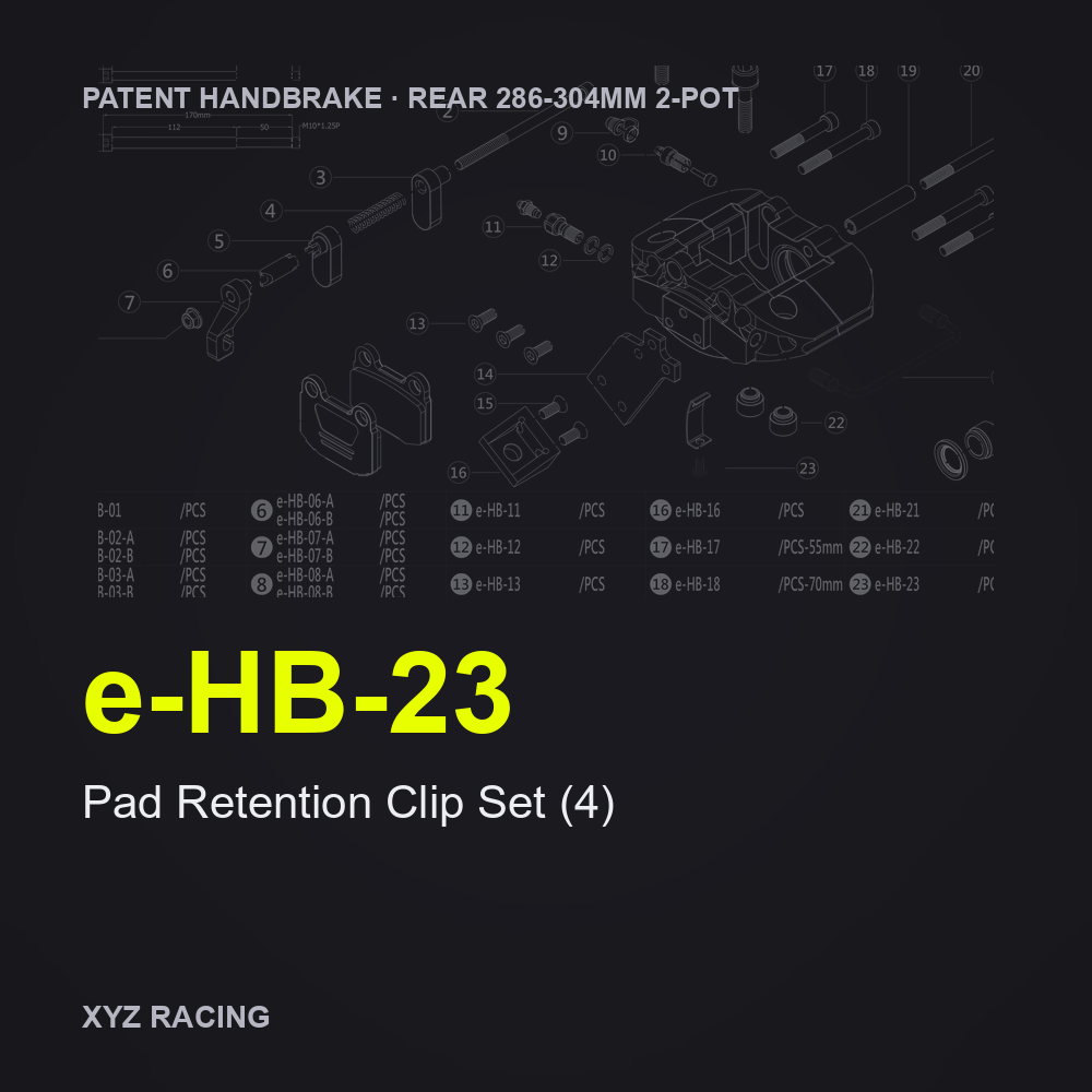 Pad Retention Clip Set (4) (e-HB-23) — Rear 286-304 2-Pot Patent Handbrake Caliper