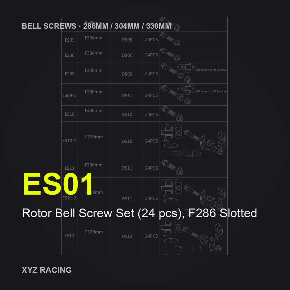 Rotor Bell Screw Set (24 pcs), F286 Slotted (ES01) — Brake Disc Hardware F286