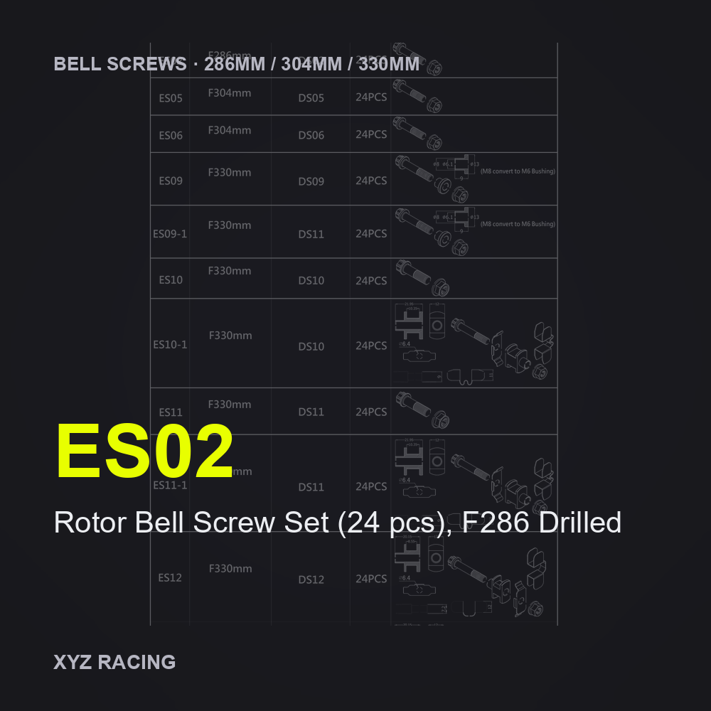 Rotor Bell Screw Set (24 pcs), F286 Drilled (ES02) — Brake Disc Hardware F286