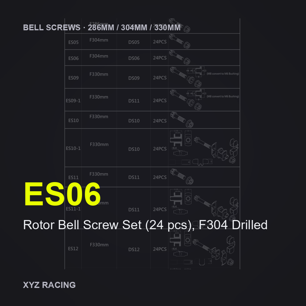 Rotor Bell Screw Set (24 pcs), F304 Drilled (ES06) — Brake Disc Hardware F304