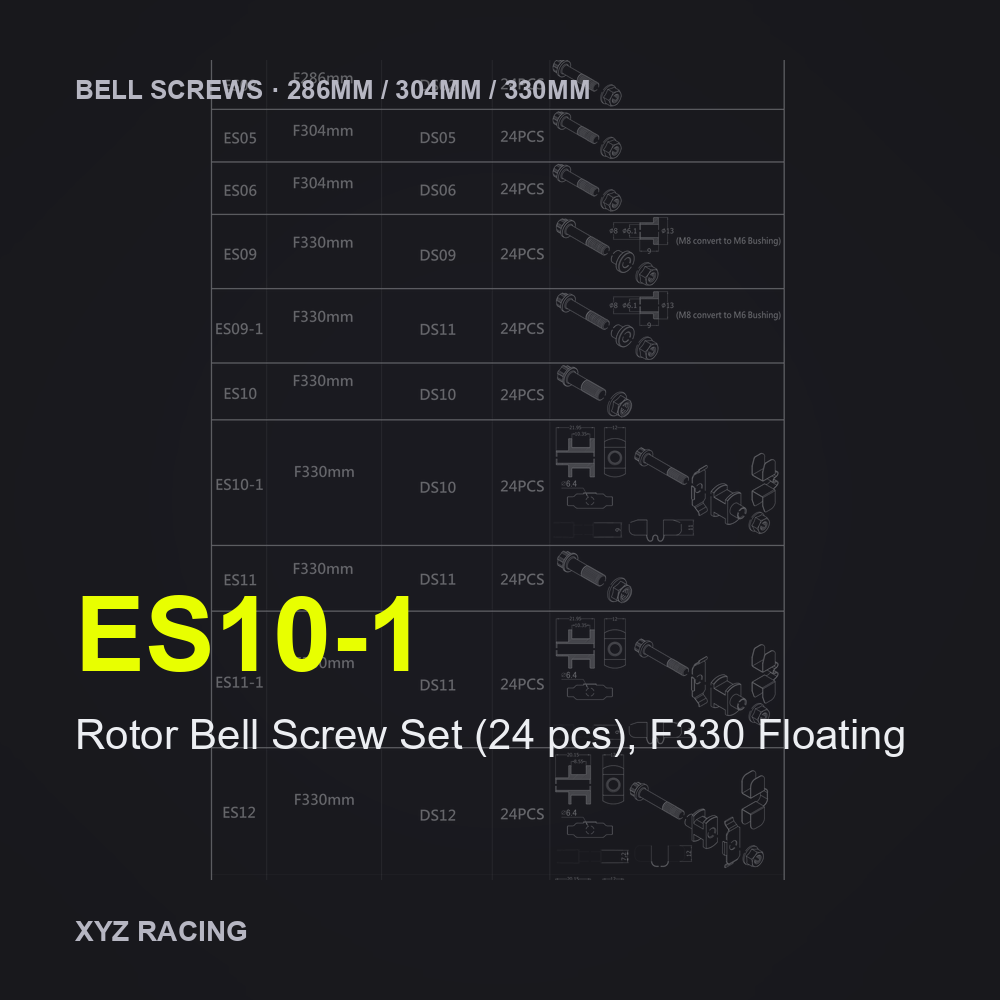 Rotor Bell Screw Set (24 pcs), F330 Floating (ES10-1) — Brake Disc Hardware F330