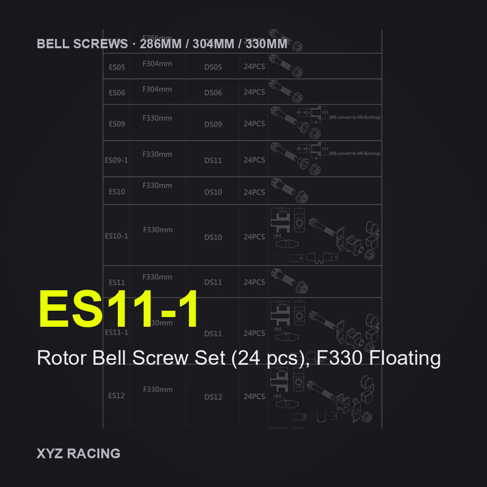 Rotor Bell Screw Set (24 pcs), F330 Floating (ES11-1) — Brake Disc Hardware F330