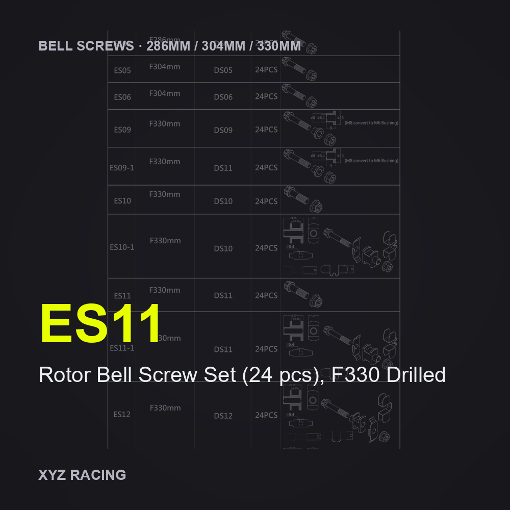 Rotor Bell Screw Set (24 pcs), F330 Drilled (ES11) — Brake Disc Hardware F330
