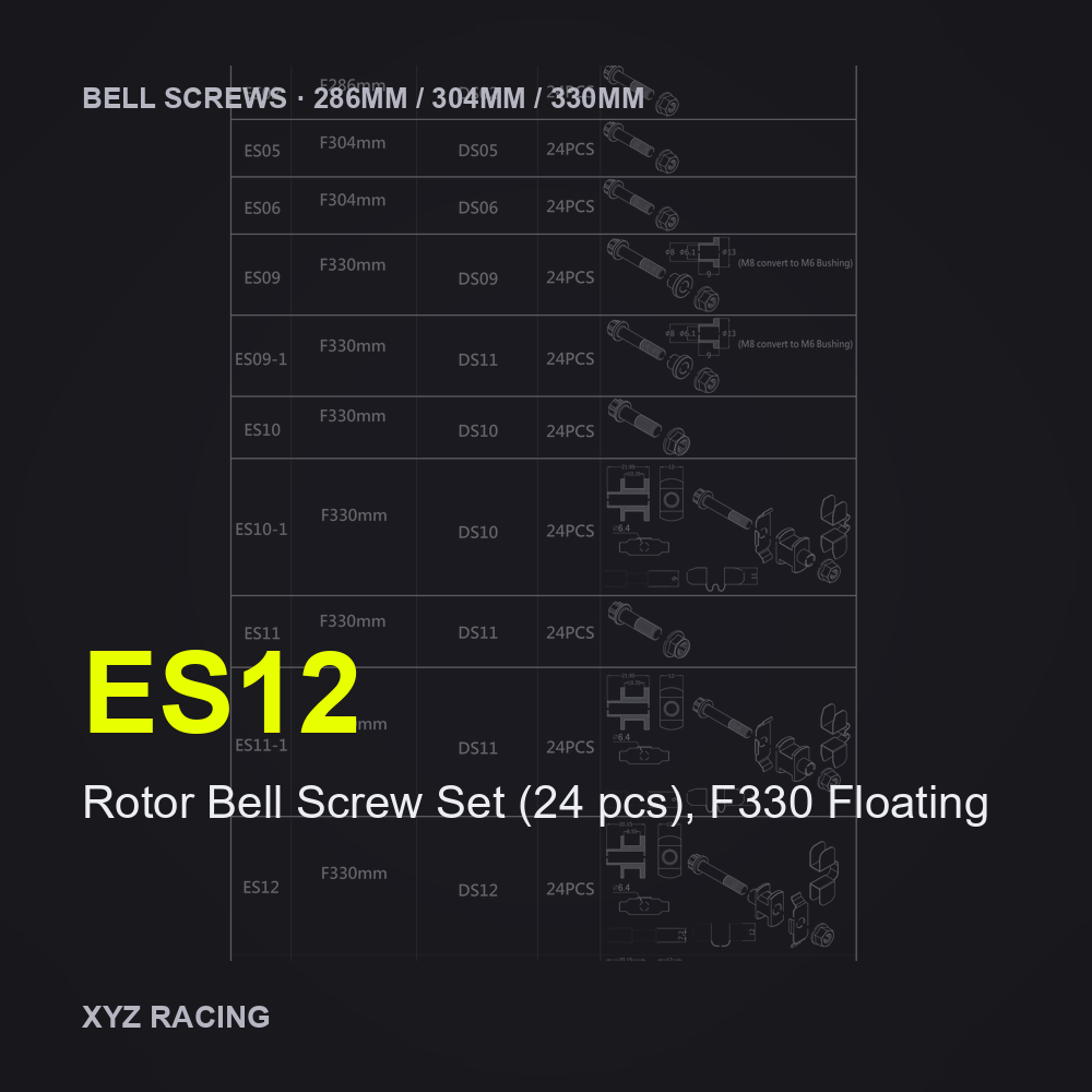 Rotor Bell Screw Set (24 pcs), F330 Floating (ES12) — Brake Disc Hardware F330