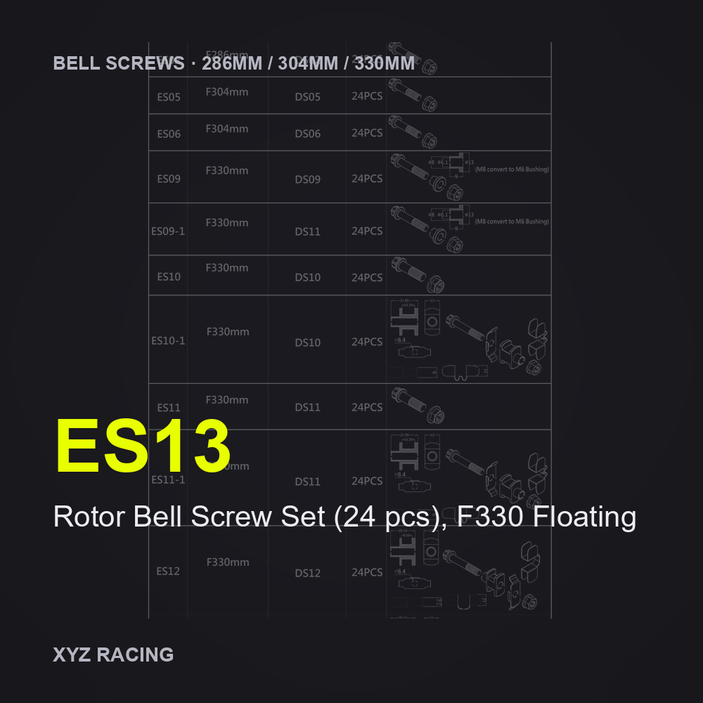 Rotor Bell Screw Set (24 pcs), F330 Floating (ES13) — Brake Disc Hardware F330