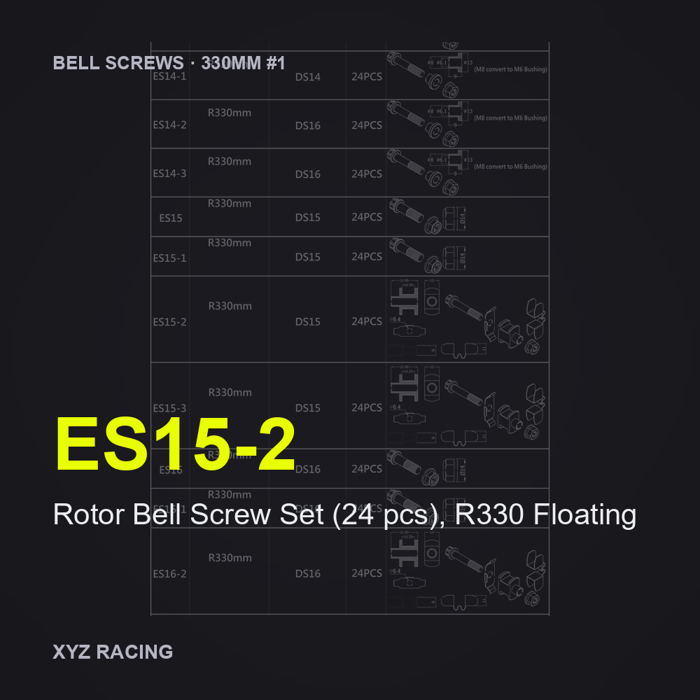 Rotor Bell Screw Set (24 pcs), R330 Floating (ES15-2) — Brake Disc Hardware R330