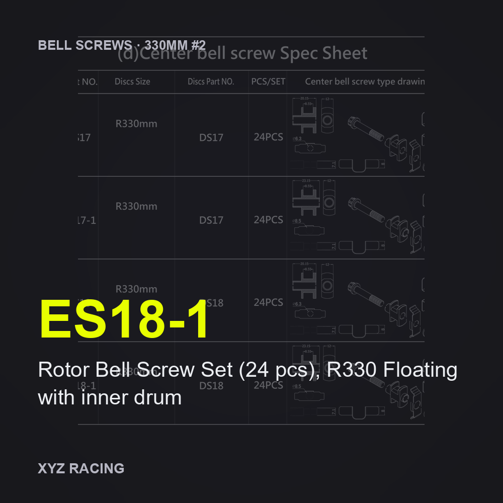 Rotor Bell Screw Set (24 pcs), R330 Floating with inner drum (ES18-1) — Brake Disc Hardware R330