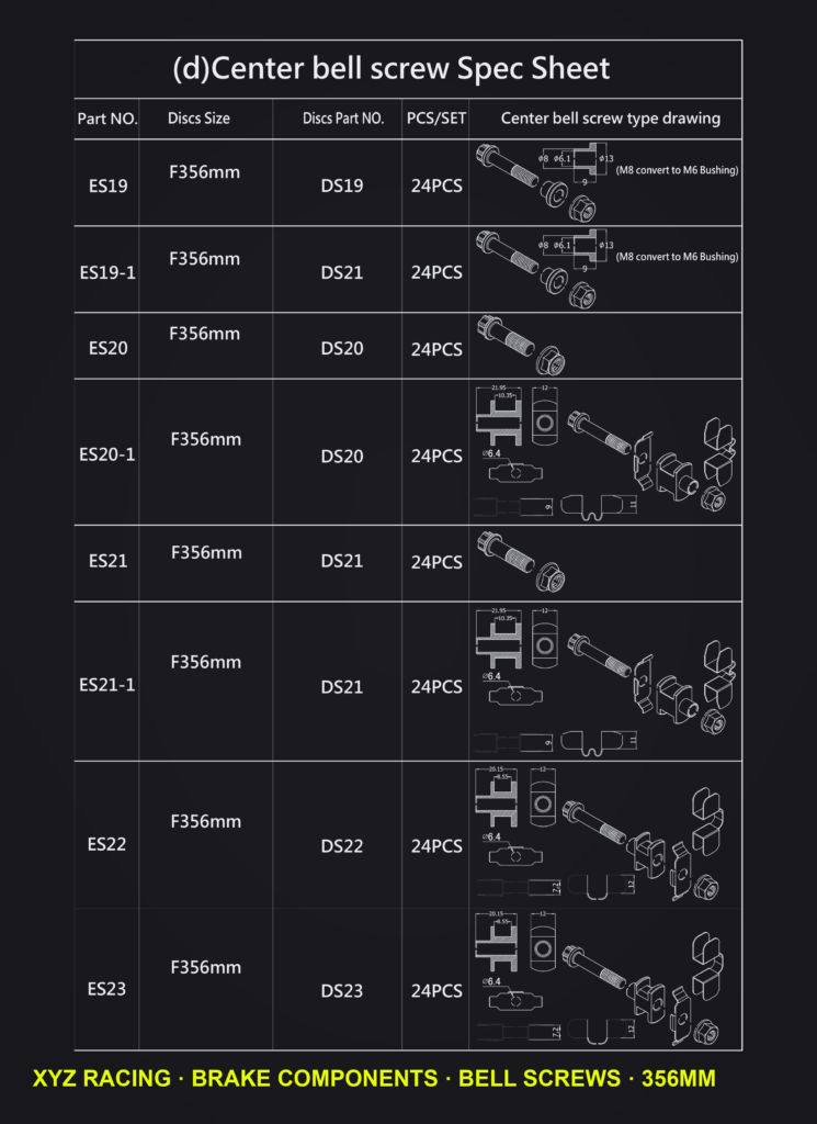 Rotor Bell Screw Set ES19, F356 Drilled