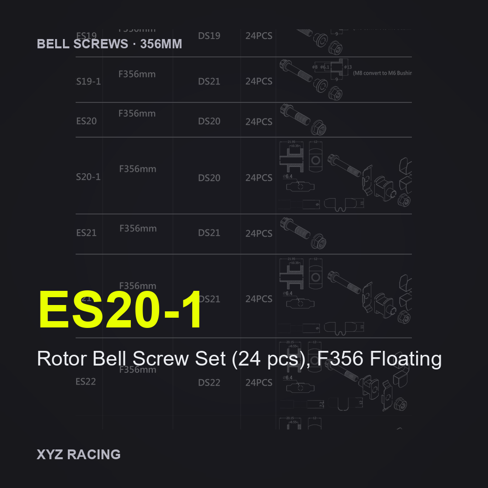 Rotor Bell Screw Set (24 pcs), F356 Floating (ES20-1) — Brake Disc Hardware F356