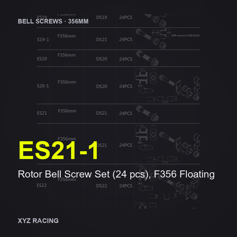 Rotor Bell Screw Set (24 pcs), F356 Floating (ES21-1) — Brake Disc Hardware F356