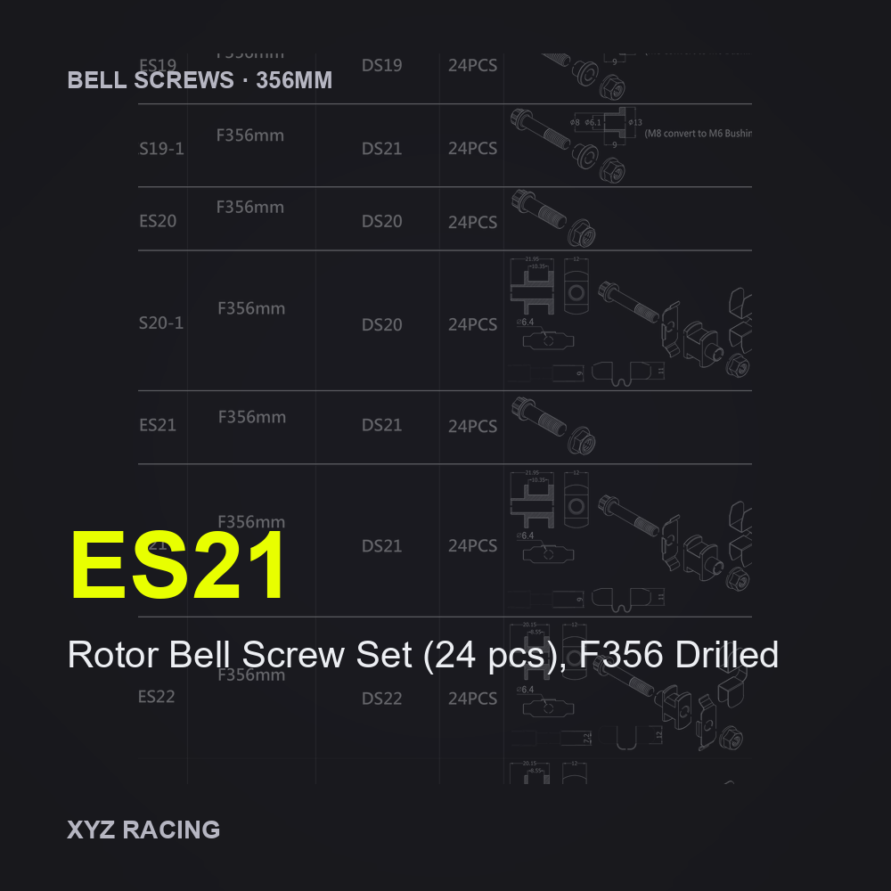 Rotor Bell Screw Set (24 pcs), F356 Drilled (ES21) — Brake Disc Hardware F356