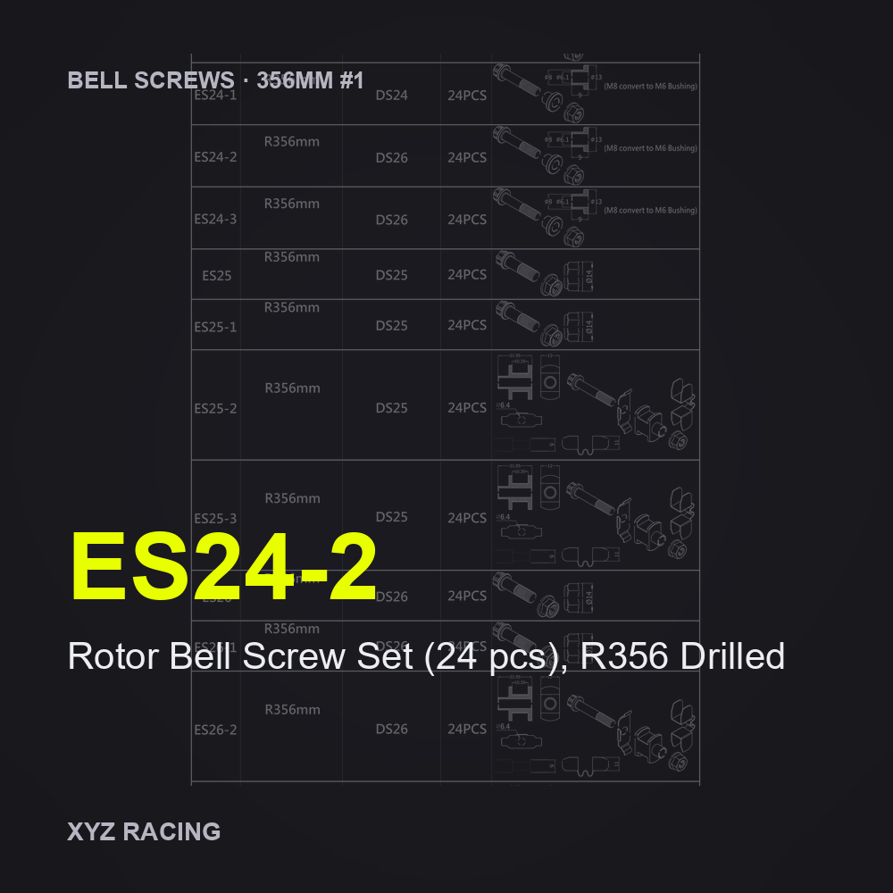 Rotor Bell Screw Set (24 pcs), R356 Drilled (ES24-2) — Brake Disc Hardware R356