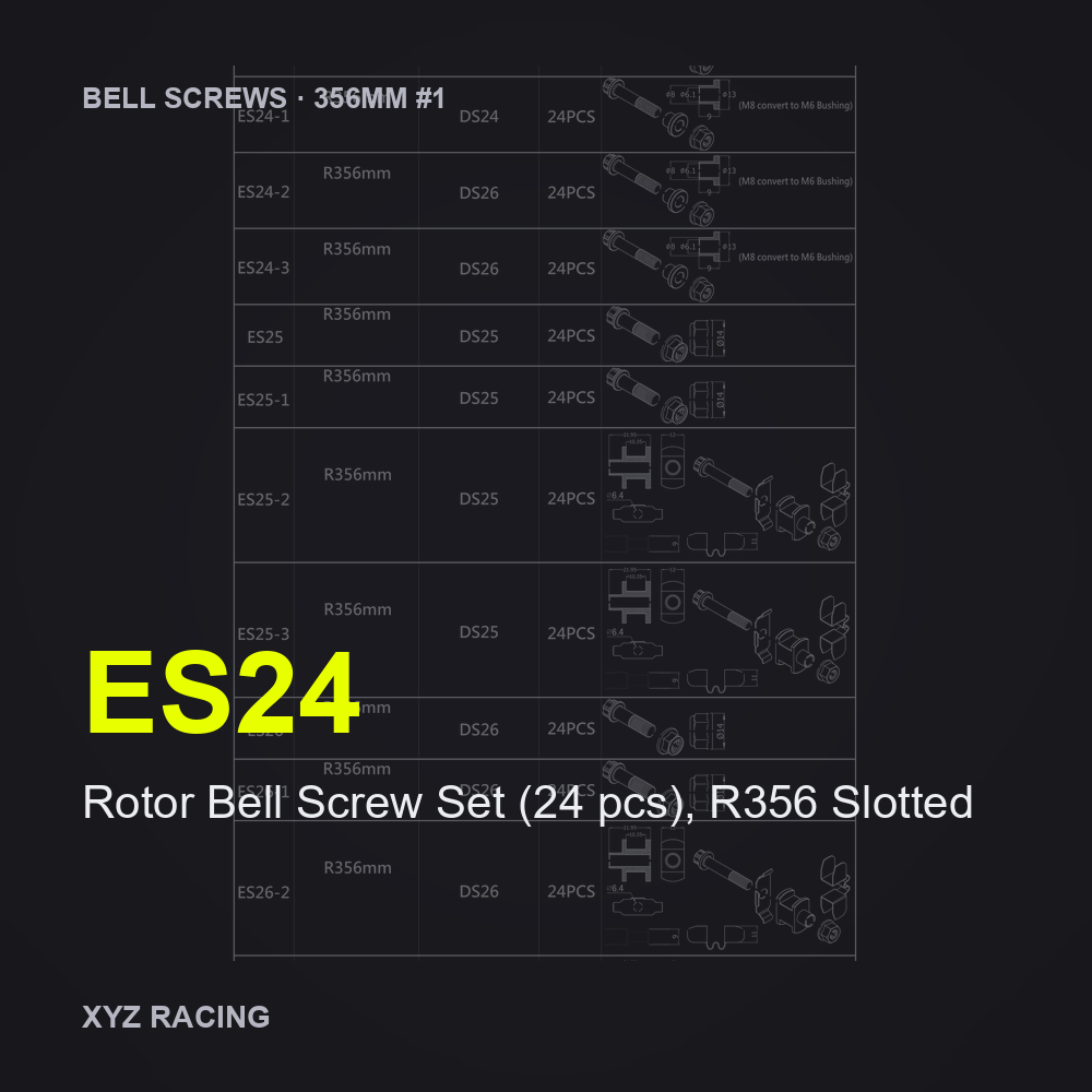 Rotor Bell Screw Set (24 pcs), R356 Slotted (ES24) — Brake Disc Hardware R356