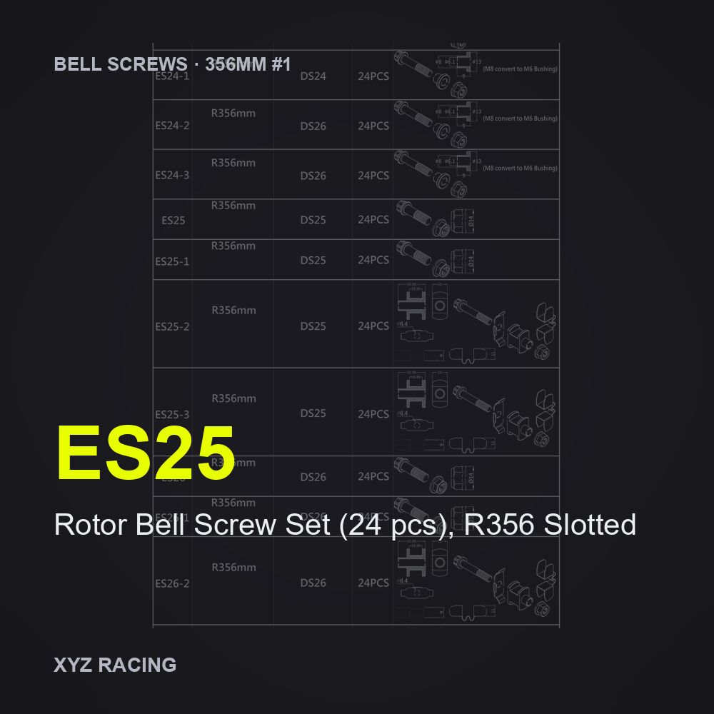 Rotor Bell Screw Set (24 pcs), R356 Slotted (ES25) — Brake Disc Hardware R356