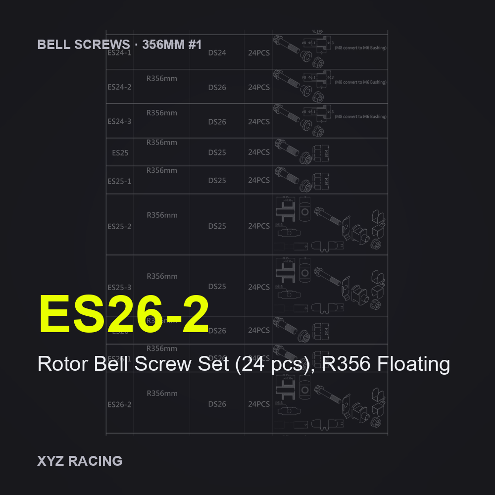 Rotor Bell Screw Set (24 pcs), R356 Floating (ES26-2) — Brake Disc Hardware R356