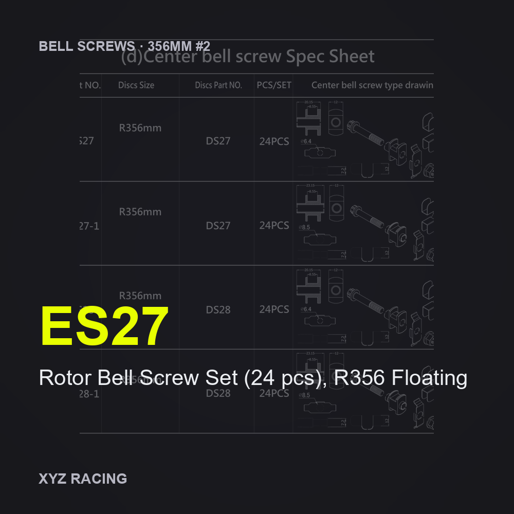 Rotor Bell Screw Set (24 pcs), R356 Floating (ES27) — Brake Disc Hardware R356