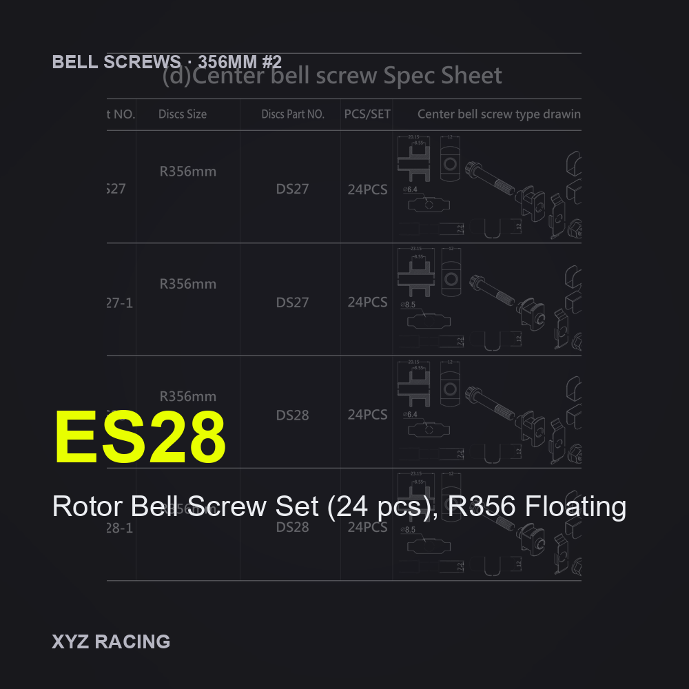 Rotor Bell Screw Set (24 pcs), R356 Floating (ES28) — Brake Disc Hardware R356