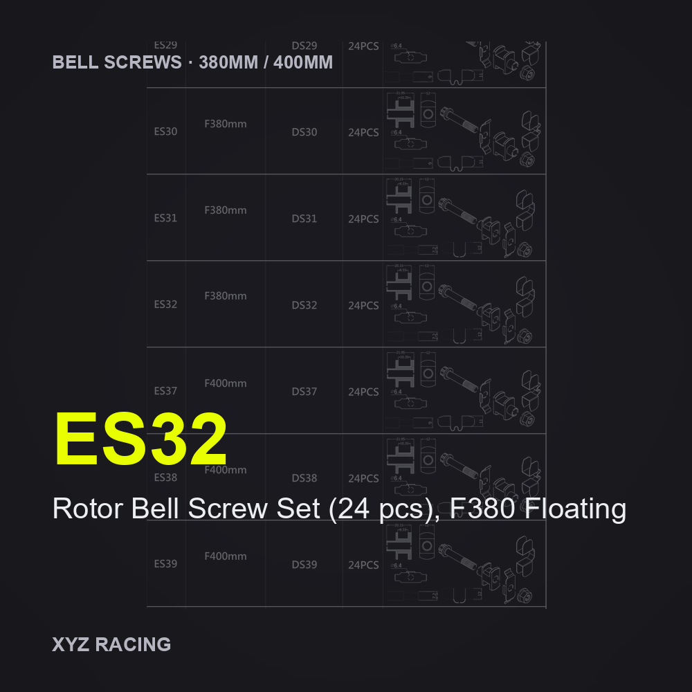 Rotor Bell Screw Set (24 pcs), F380 Floating (ES32) — Brake Disc Hardware F380
