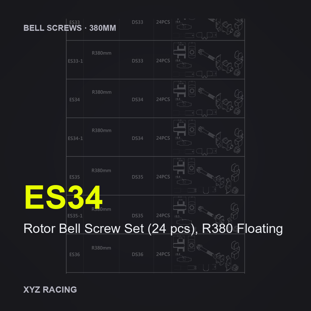 Rotor Bell Screw Set (24 pcs), R380 Floating (ES34) — Brake Disc Hardware R380