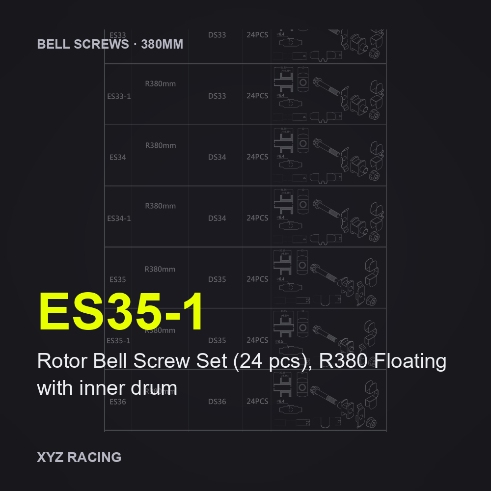Rotor Bell Screw Set (24 pcs), R380 Floating with inner drum (ES35-1) — Brake Disc Hardware R380