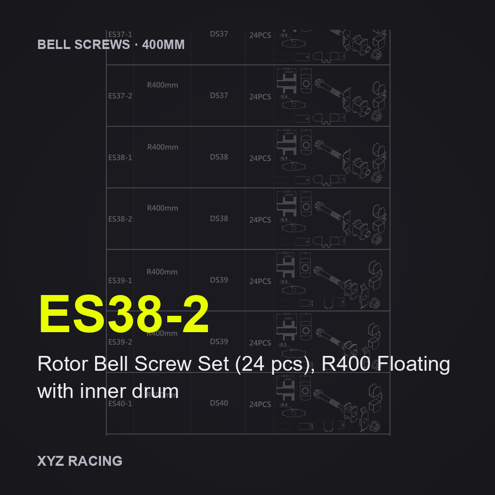 Rotor Bell Screw Set (24 pcs), R400 Floating with inner drum (ES38-2) — Brake Disc Hardware R400