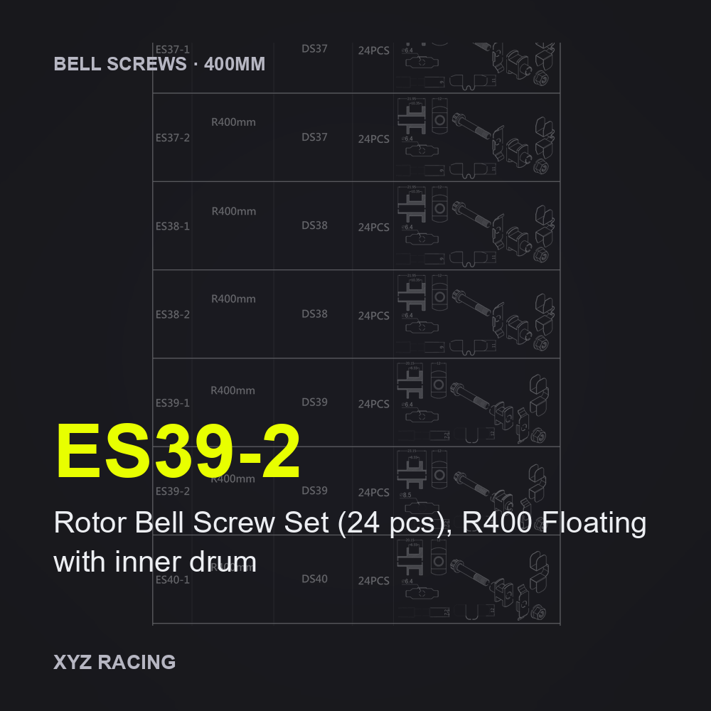 Rotor Bell Screw Set (24 pcs), R400 Floating with inner drum (ES39-2) — Brake Disc Hardware R400