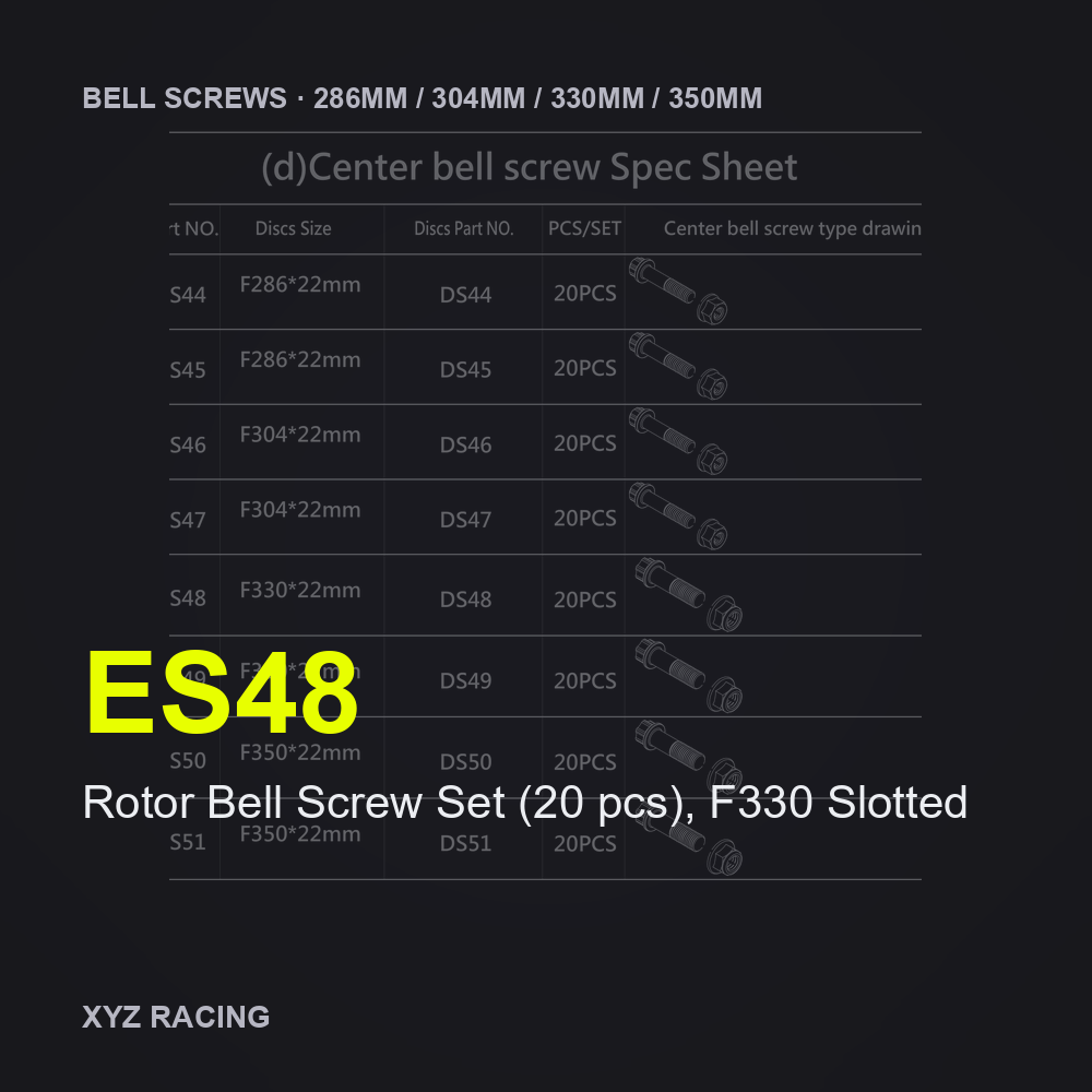 Rotor Bell Screw Set (20 pcs), F330 Slotted (ES48) — Brake Disc Hardware F330