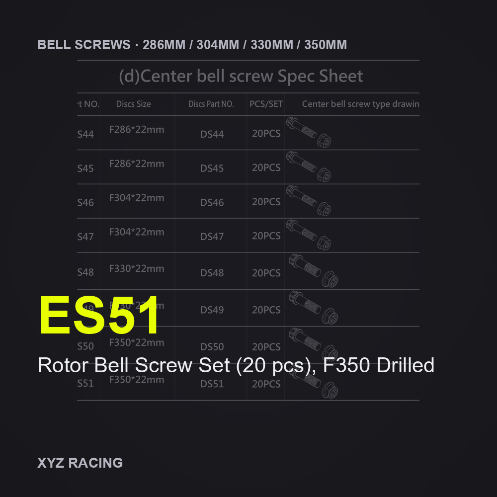 Rotor Bell Screw Set (20 pcs), F350 Drilled (ES51) — Brake Disc Hardware F350