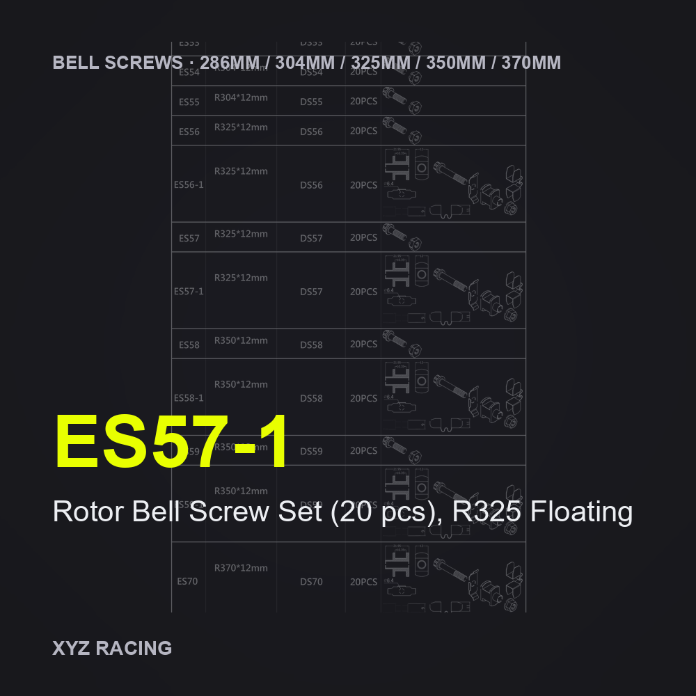 Rotor Bell Screw Set (20 pcs), R325 Floating (ES57-1) — Brake Disc Hardware R325