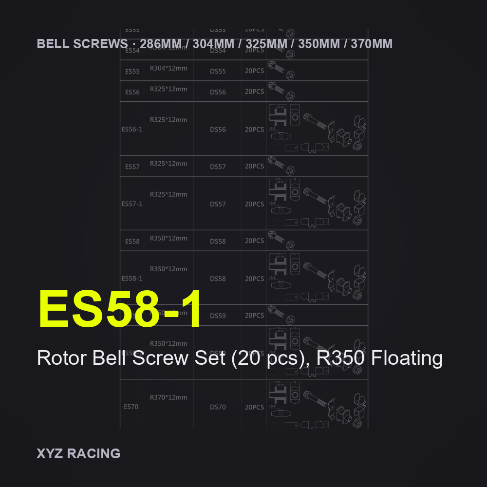 Rotor Bell Screw Set (20 pcs), R350 Floating (ES58-1) — Brake Disc Hardware R350
