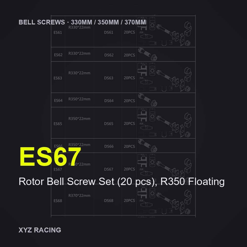 Rotor Bell Screw Set (20 pcs), R350 Floating (ES67) — Brake Disc Hardware R350