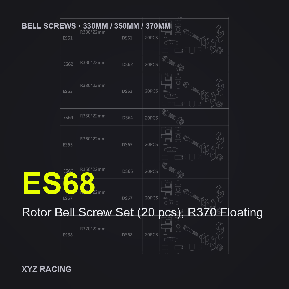 Rotor Bell Screw Set (20 pcs), R370 Floating (ES68) — Brake Disc Hardware R370