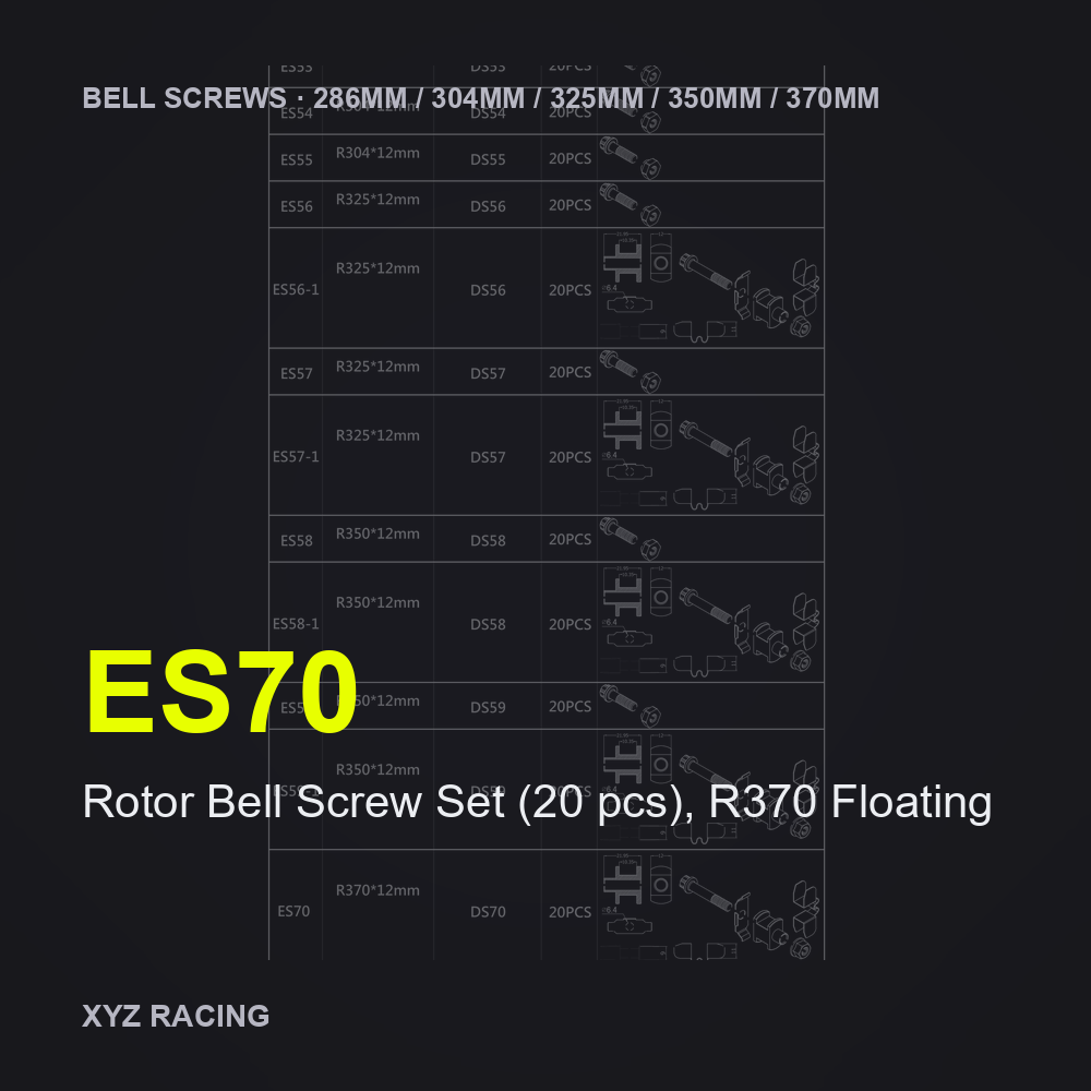 Rotor Bell Screw Set (20 pcs), R370 Floating (ES70) — Brake Disc Hardware R370